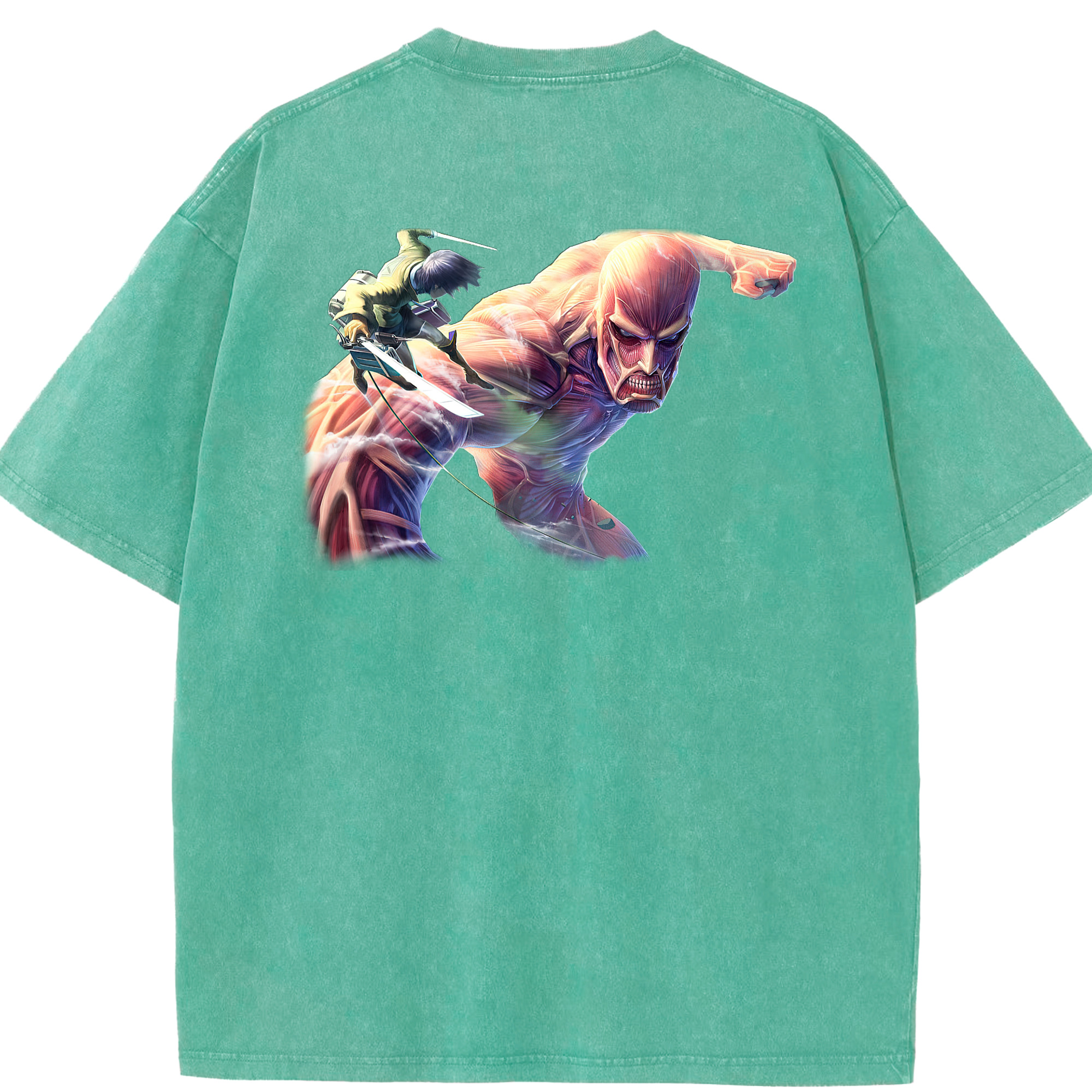 （画像用） 進撃の巨人 Attack on Titan 綿100% ヴィンテージ風 半袖Tシャツ（背面プリント）